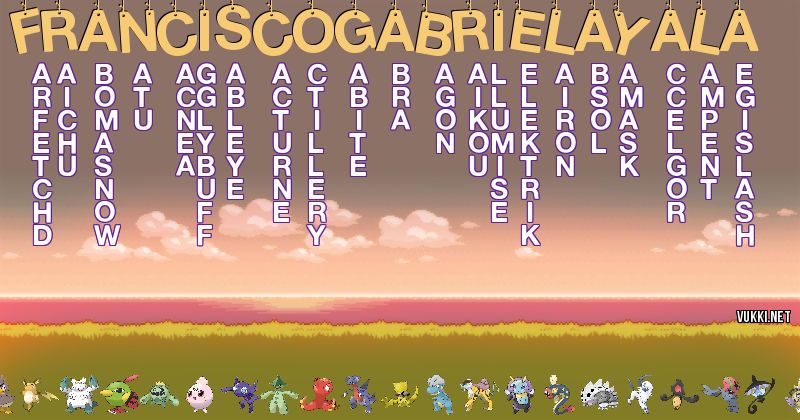 Los Pokémon de francisco gabriel ayala - Descubre cuales son los Pokémon de tu nombre