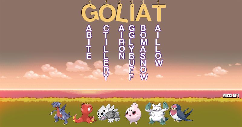 Los Pokémon de goliat - Descubre cuales son los Pokémon de tu nombre
