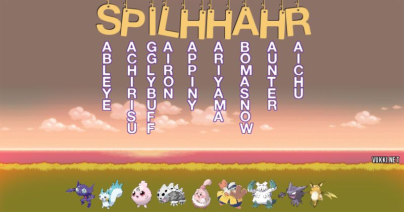 Los Pokémon de spilhhahr - Descubre cuales son los Pokémon de tu nombre