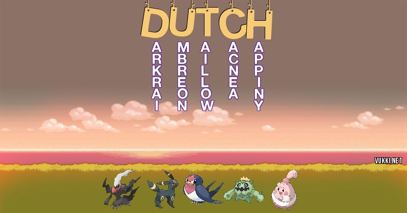Dutch Pokemon Equipo Pokémon de dutch