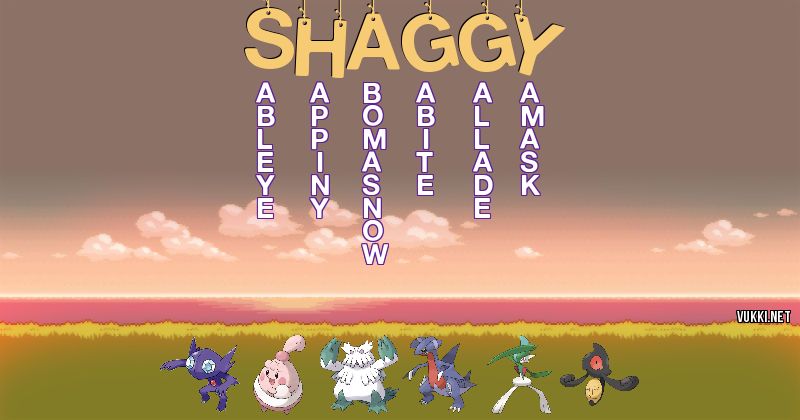 Los Pokémon de shaggy - Descubre cuales son los Pokémon de tu nombre