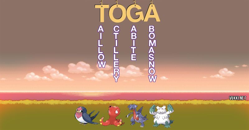 Los Pokémon de toga - Descubre cuales son los Pokémon de tu nombre