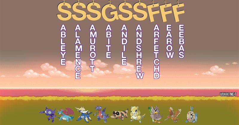 Los Pokémon de sssgssfff - Descubre cuales son los Pokémon de tu nombre